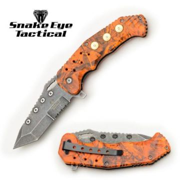 Snake Eye Tactical Orange Camo Spring Assist knife SE-1346CM2